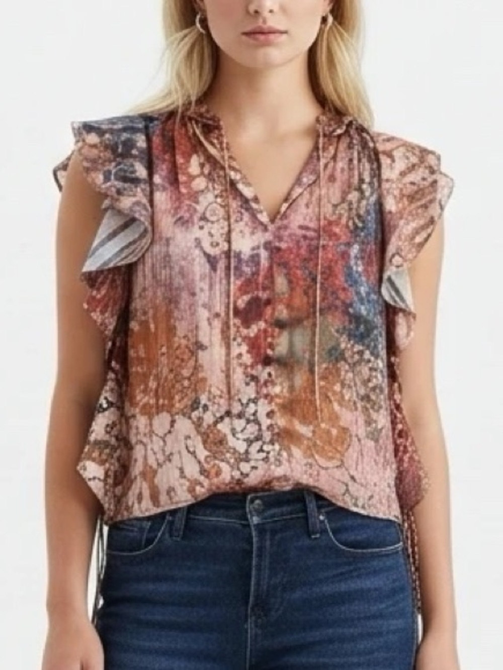 Dear John Multicolor Ruffle Blouse